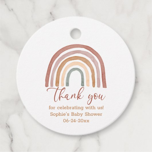 Muted Tones Boho Rainbow Hartelijk dank Bedankjes Labels (Voorkant)