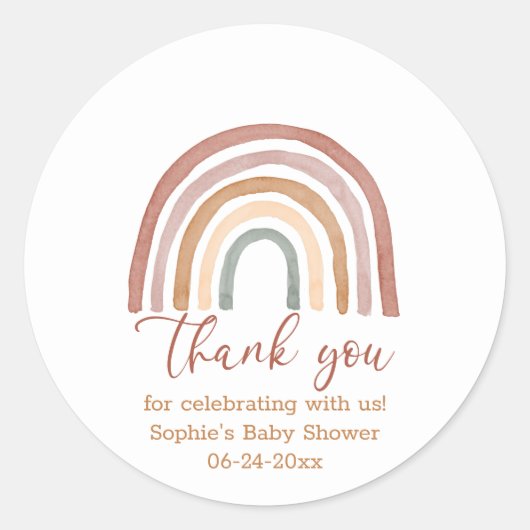 Muted Tones Boho Rainbow Hartelijk dank Ronde Sticker (Voorkant)