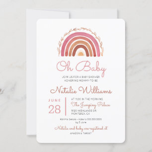 Muted Tones Boho Rainbow Oh Baby shower Invitation Kaart