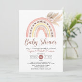 Muted Tones Boho Rainbow Pampas Grass Baby shower  Kaart (Staand voorkant)
