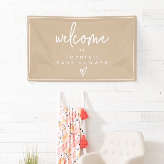 Muted Tones Minimalist Boho Baby shower Welkom Spandoek (Insitu)