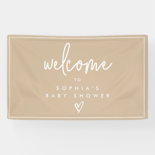 Muted Tones Minimalist Boho Baby shower Welkom Spandoek (Horizontaal)