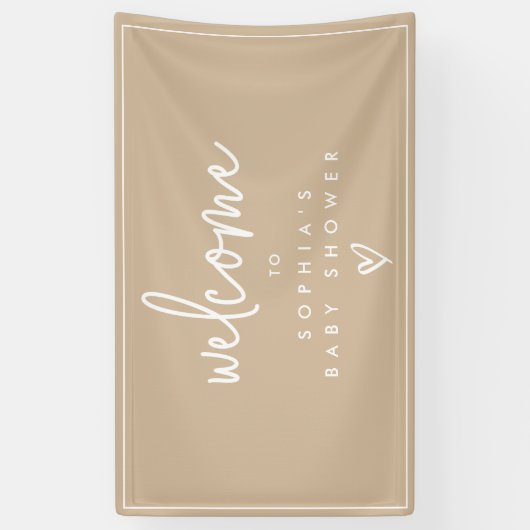 Muted Tones Minimalist Boho Baby shower Welkom Spandoek (Verticaal)