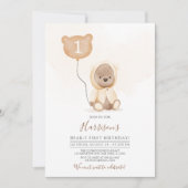 Muted Tones Teddy Bear Beary First Birthday Kaart (Voorkant)