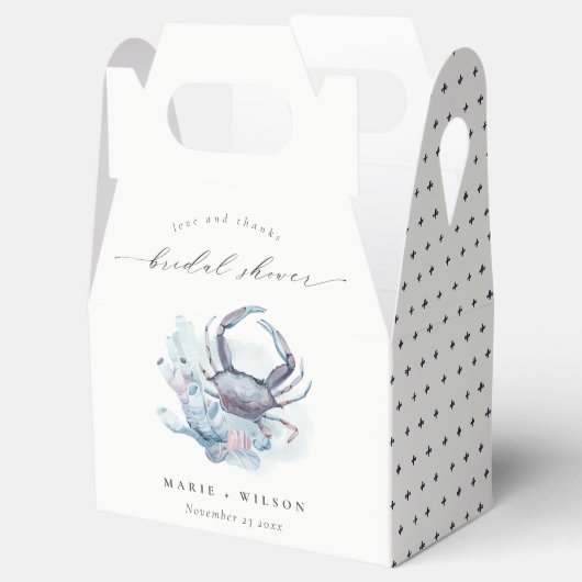 Muted Underwater Crab Coral Nautical Wedding Bedankdoosjes (Geopend)