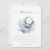 Muted Underwater Crab Coral Nautical Wedding Bedankkaart (Voorkant)