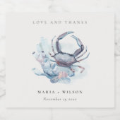 Muted Underwater Crab Coral Nautical Wedding Bier Etiket (Enkel label)