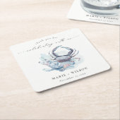Muted Underwater Crab Coral Nautical Wedding Kartonnen Onderzetters (Schuin)