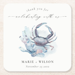 Muted Underwater Crab Coral Nautical Wedding Kartonnen Onderzetters