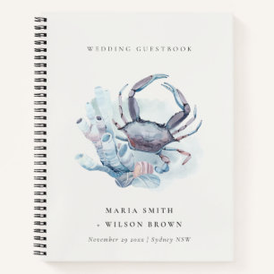 Muted Underwater Crab Coral Nautical Wedding Notitieboek