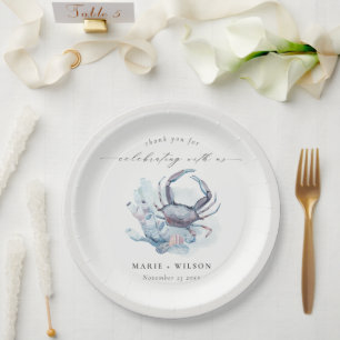 Muted Underwater Crab Coral Nautical Wedding Papieren Bordje