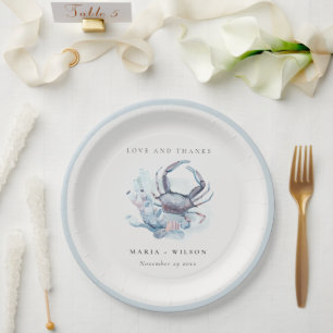 Muted Underwater Crab Coral Nautical Wedding Papieren Bordje
