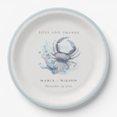 Muted Underwater Crab Coral Nautical Wedding Papieren Bordje (Voorkant)