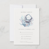 Muted Underwater Crab Coral Nautical Wedding RSVP Kaartje (Voorkant)
