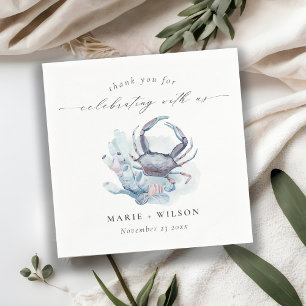 Muted Underwater Crab Coral Nautical Wedding Servet