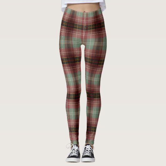 Muted Vertical Shadow Plaid Tartan Blur Leggings (Voorkant)