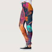 Muticoloured grillige bloemen romantische kunst leggings (Links)