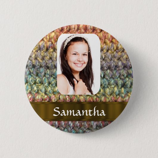 Muticoloured wol foto template ronde button 5,7 cm (Voorkant)