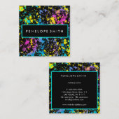 Mutlicolor Paint Splatter Makeup Artist Vierkante Visitekaartje (Voorkant / Achterkant)