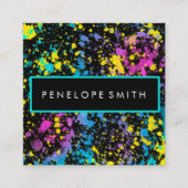 Mutlicolor Paint Splatter Makeup Artist Vierkante Visitekaartje (Voorkant)