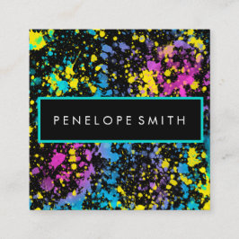 Mutlicolor Paint Splatter Makeup Artist Vierkante Visitekaartje