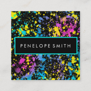 Mutlicolor Paint Splatter Makeup Artist Vierkante Visitekaartje