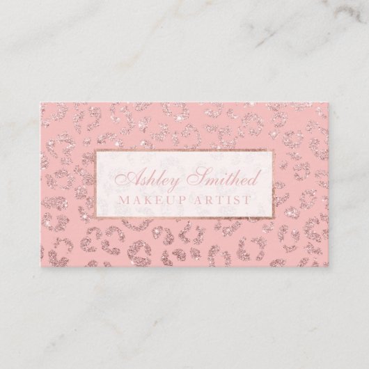 Mutn faux roos goud glitter leopard make-up visitekaartje (Voorkant)