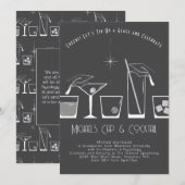 Muts en Cocktails Afstudeerfeest Grijs Kaart (Voorkant / Achterkant)