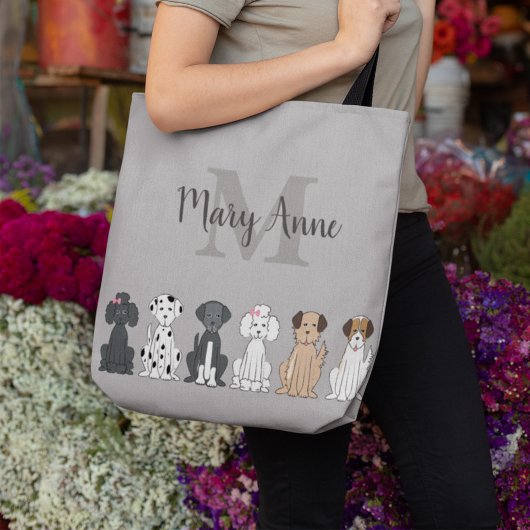 Muts hond patroon monogram gepersonaliseerd huisdi tote bag