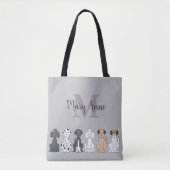 Muts hond patroon monogram gepersonaliseerd huisdi tote bag (Voorkant)
