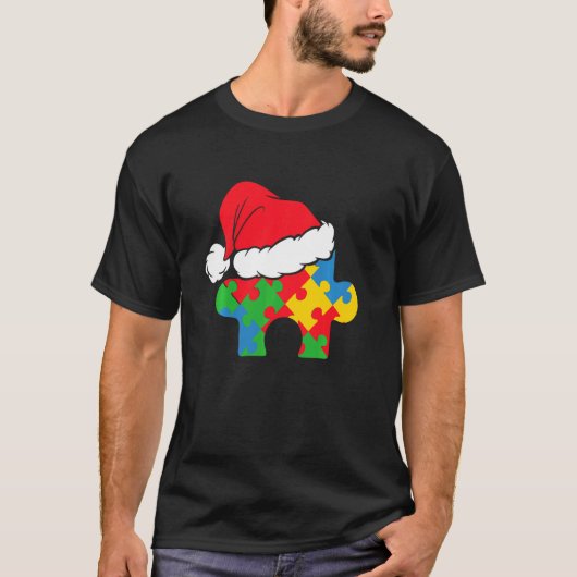 Muts Kerstman Autisme Kerst Puzzel Autistisch Xm T-shirt (Voorkant)