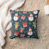 “Muts Kerstsneeuwman & Cadeau Patronen Kussen” Kussen (Deken)