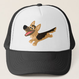 Muts met schattige gelukkige cartoon Duitse herder Trucker Pet