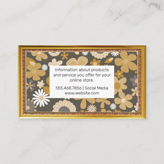 Muts Mutsig Bloemmotief | Gouden Antieke Lijst Visitekaartje (Achterkant)
