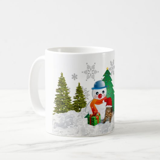 Muts Mutsje Sneeuwman en Kerstboom Koffiemok (Voorkant links)