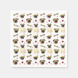 Muts Papieren Servet met Afdruk van een Pug
