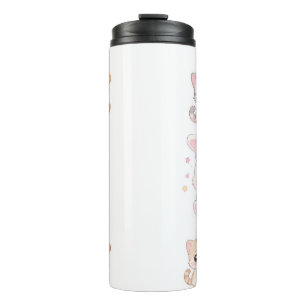 Muts Reiskaartje Met Kawaii Pastel Dieren Vrienden Thermosbeker
