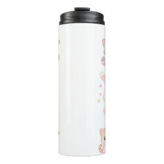 Muts Reiskaartje Met Kawaii Pastel Dieren Vrienden Thermosbeker