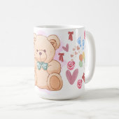 Muts Teddybeer & Hartjes Baby Shower Mok (Voorkant rechts)