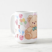 Muts Teddybeer & Hartjes Baby Shower Mok (Voorkant links)
