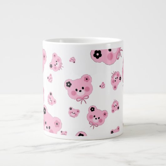 Muts teddybeer speciale mok - Roze & Zwart  (Voorkant)