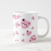 Muts teddybeer speciale mok - Roze & Zwart  (Rechts)