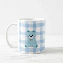 Muts teddybeermok | Blauwe geruite Kawaii-beker Koffiemok