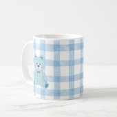 Muts teddybeermok | Blauwe Gingham Kawaii-beker Koffiemok (Voorkant links)