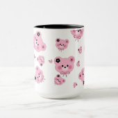 Muts teddybeermok – Roze & Zwarte koffiekop Mok (Midden)