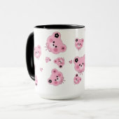 Muts teddybeermok – Roze & Zwarte koffiekop Mok (Voorkant links)