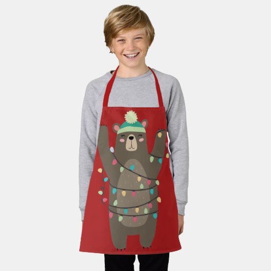 Muts van beren met kerstverlichting schort (Gedragen)