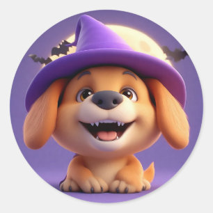 Muts van heks voor schattige puppy Spokerige Hallo Ronde Sticker