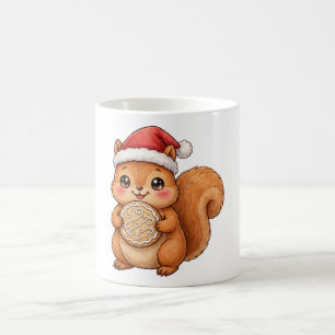 Muts van Kerstman op eekhoorn Mok met Kerstkoek