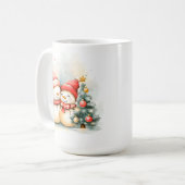 Muts voor mok met sneeuwmannetje voor Kerstmis (Voorkant links)